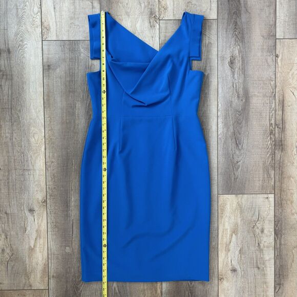 NWT Black Halo Womens Jackie O Blue Sheath Dress Size 14 Midi Celebrity Stretch - Picture 14 of 16